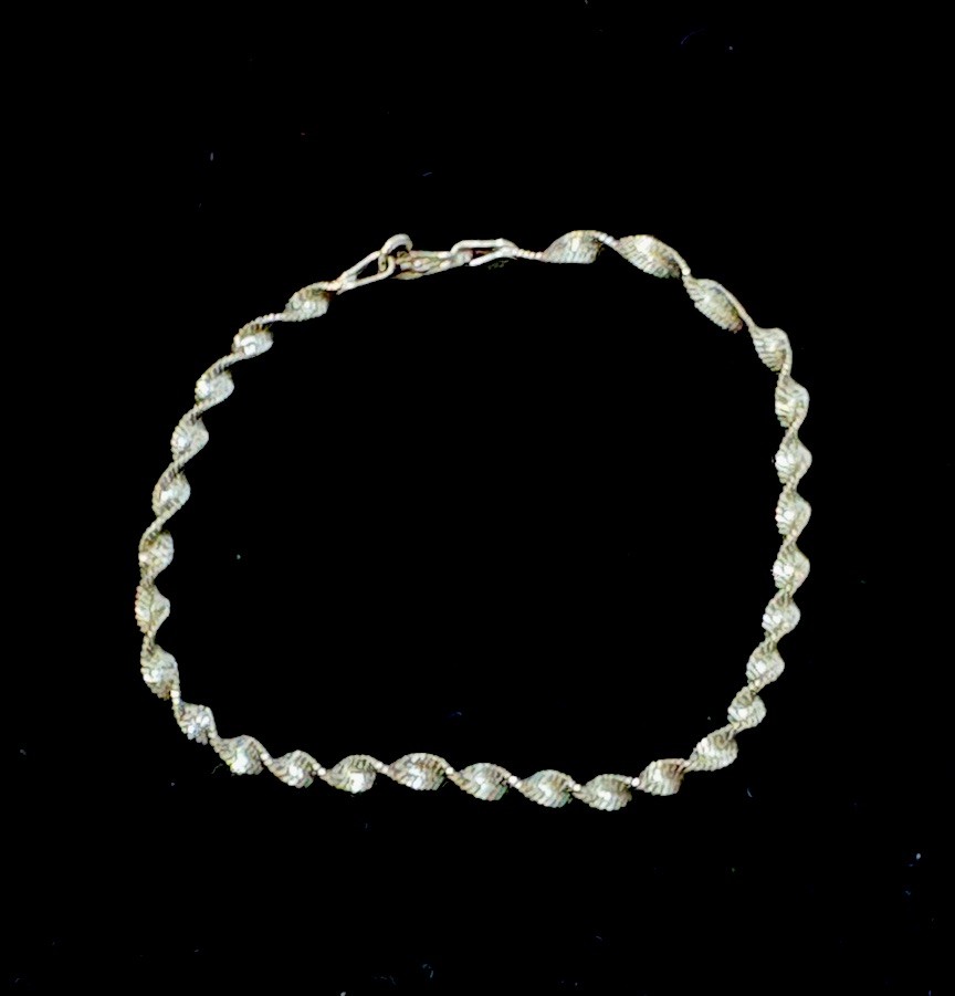 Vintage 925 Solid Sterling Silver Twisted Rope Braid Bangle Bracelet 7” -