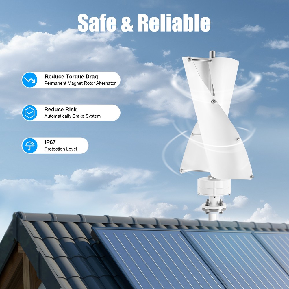 100W Vertical Axis Wind Turbine Generator with Controller, Wind Turbine