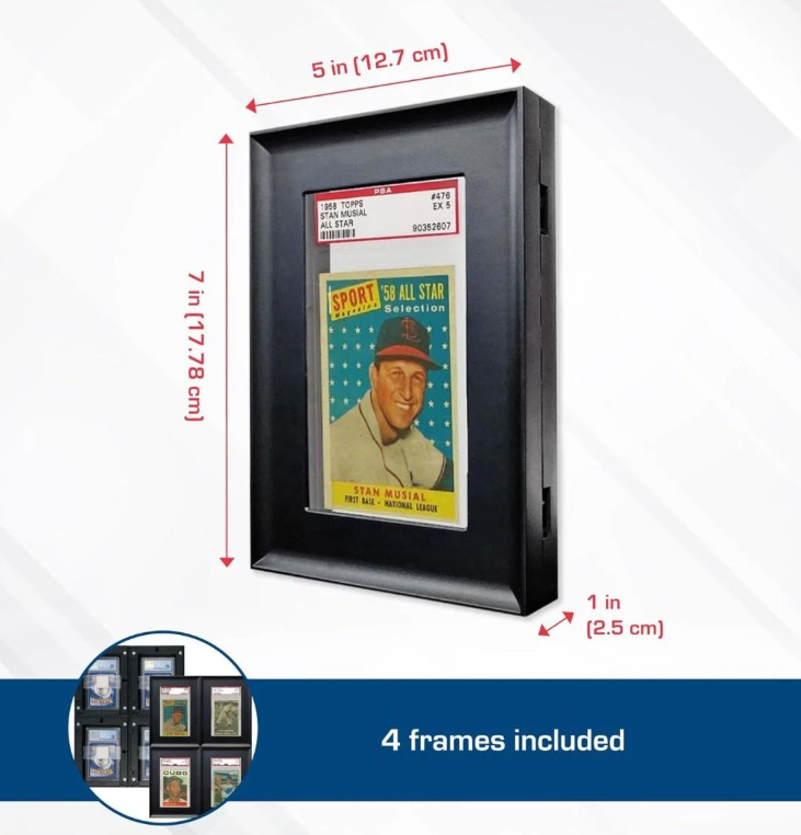 BCW (New) Black Interlocking Graded Card Frame - 4 Pack Wall Mount Display