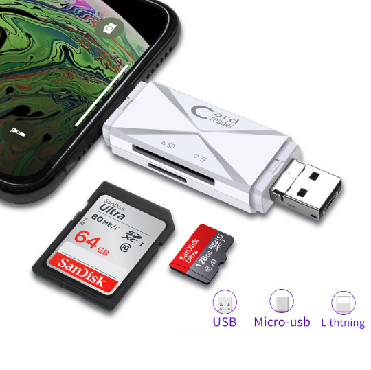 Multifunction Portable Memory Card Reader USB/Micro-USB TF SD OTG Card Reader