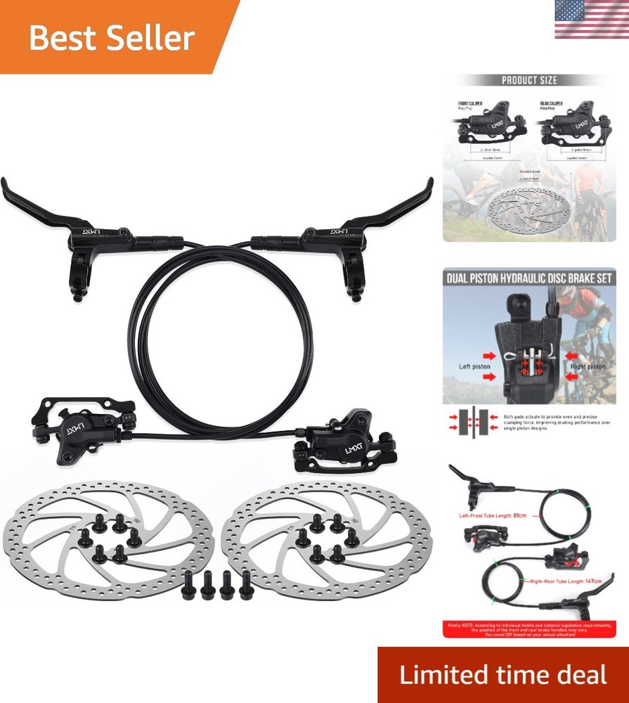 Durable MTB Hydraulic Disc Brake System with 6-Bolt Rotors - Left & Right Setup