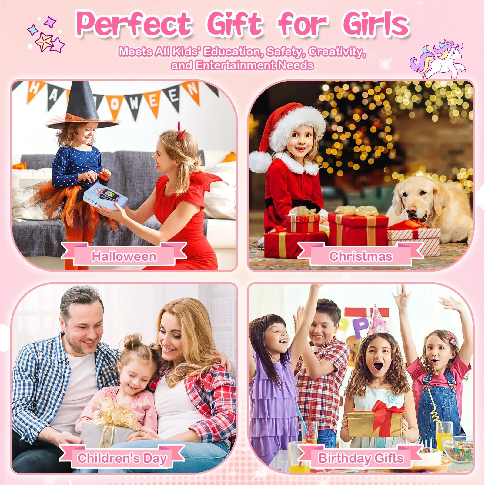 Kids Smart Phone Toys for Girls Ages 3-7 with Dual Camera - Toddler Phone Toy...