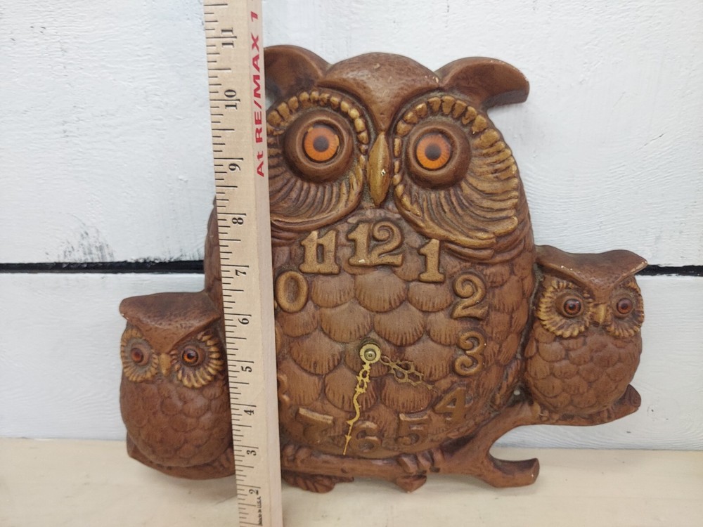 Vintage MCM 1974 Arnel's Owl Clock Untested