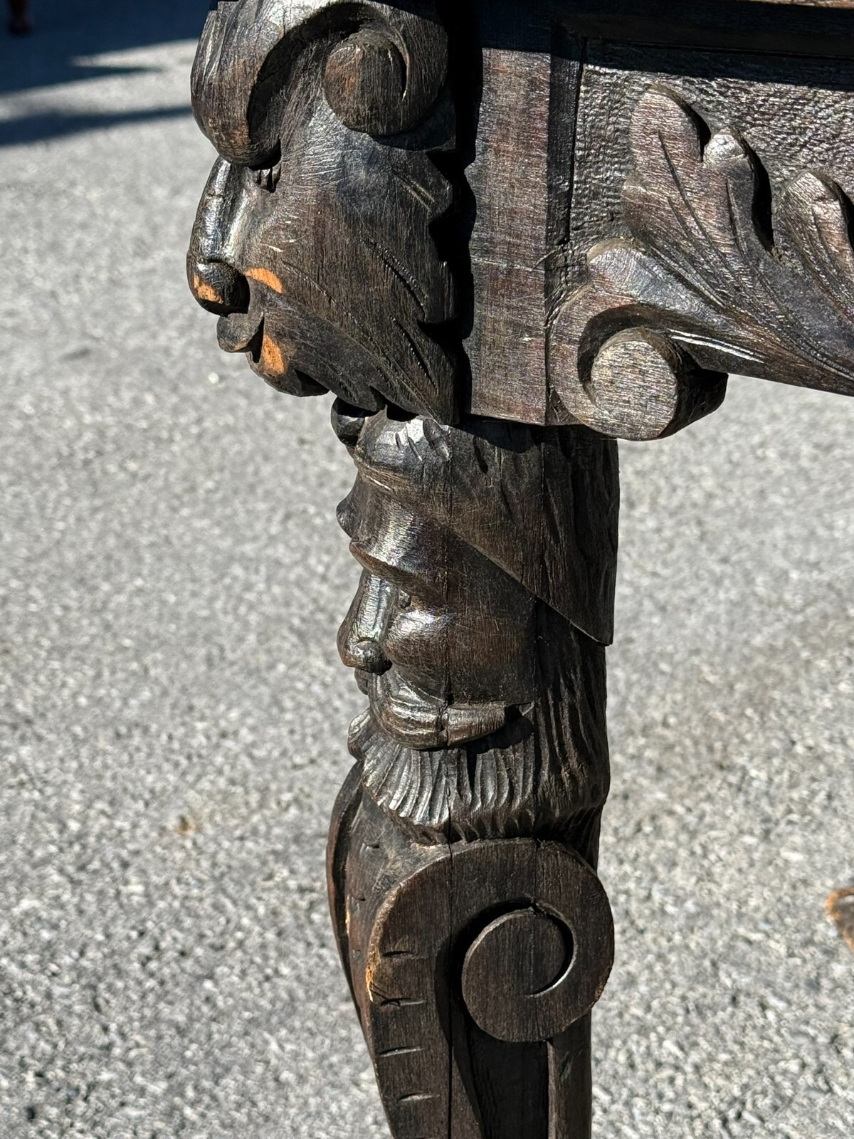 Antique 1800s carved black forest baroque Rennaissance table Carved Victorian