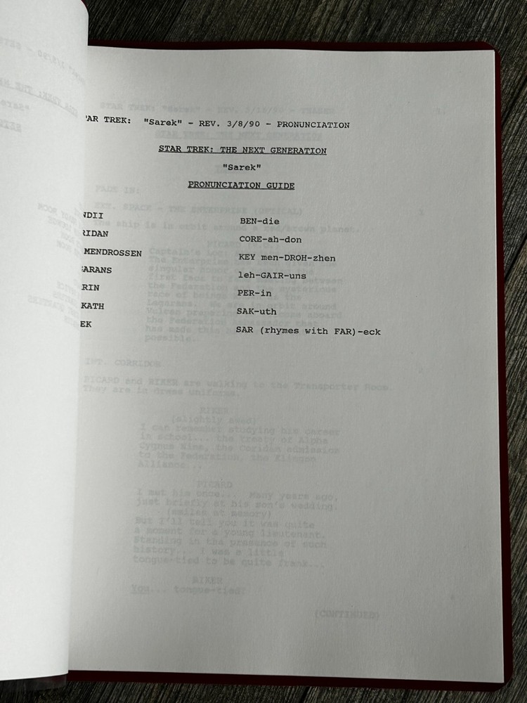 STAR TREK Script The Next Generation Sarek Final Draft March 5 1990 Picard