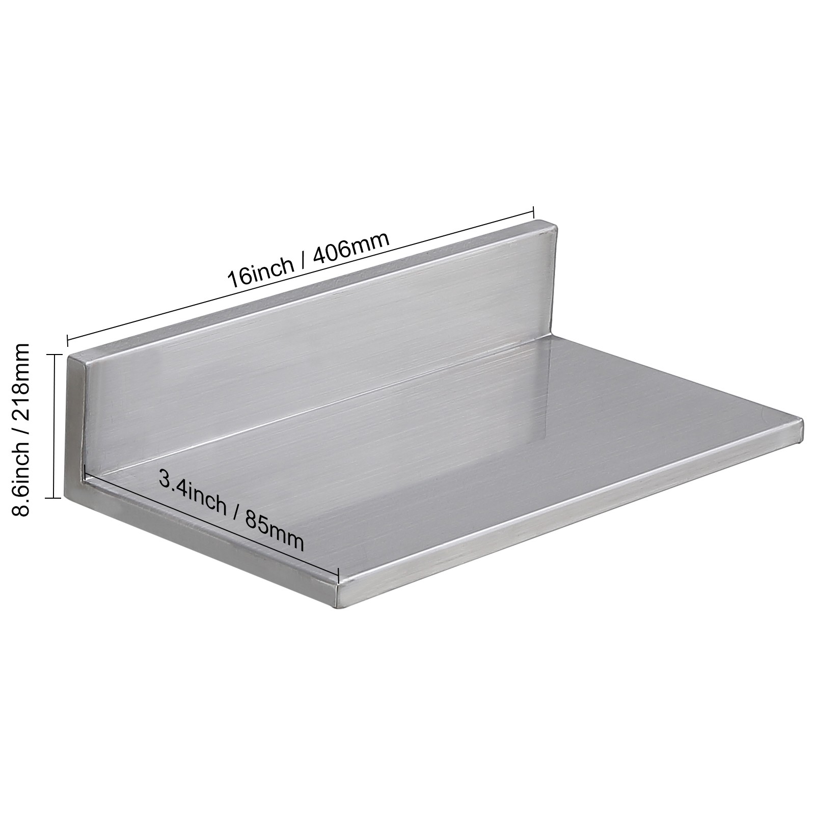 VEVOR 16" x 8.6" Stainless Steel Wall Mounted Shelf Kitchen Shelving 2 Pack