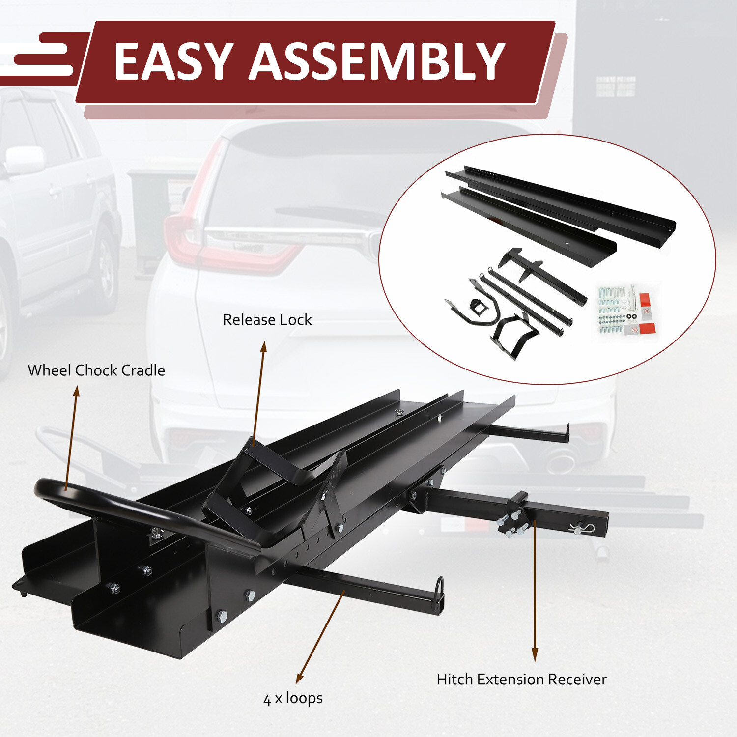 600 LBS Motorcycle Carrier Heavy Duty Dirt Bike Rack Hitch Mount Hauler w/ Ramp