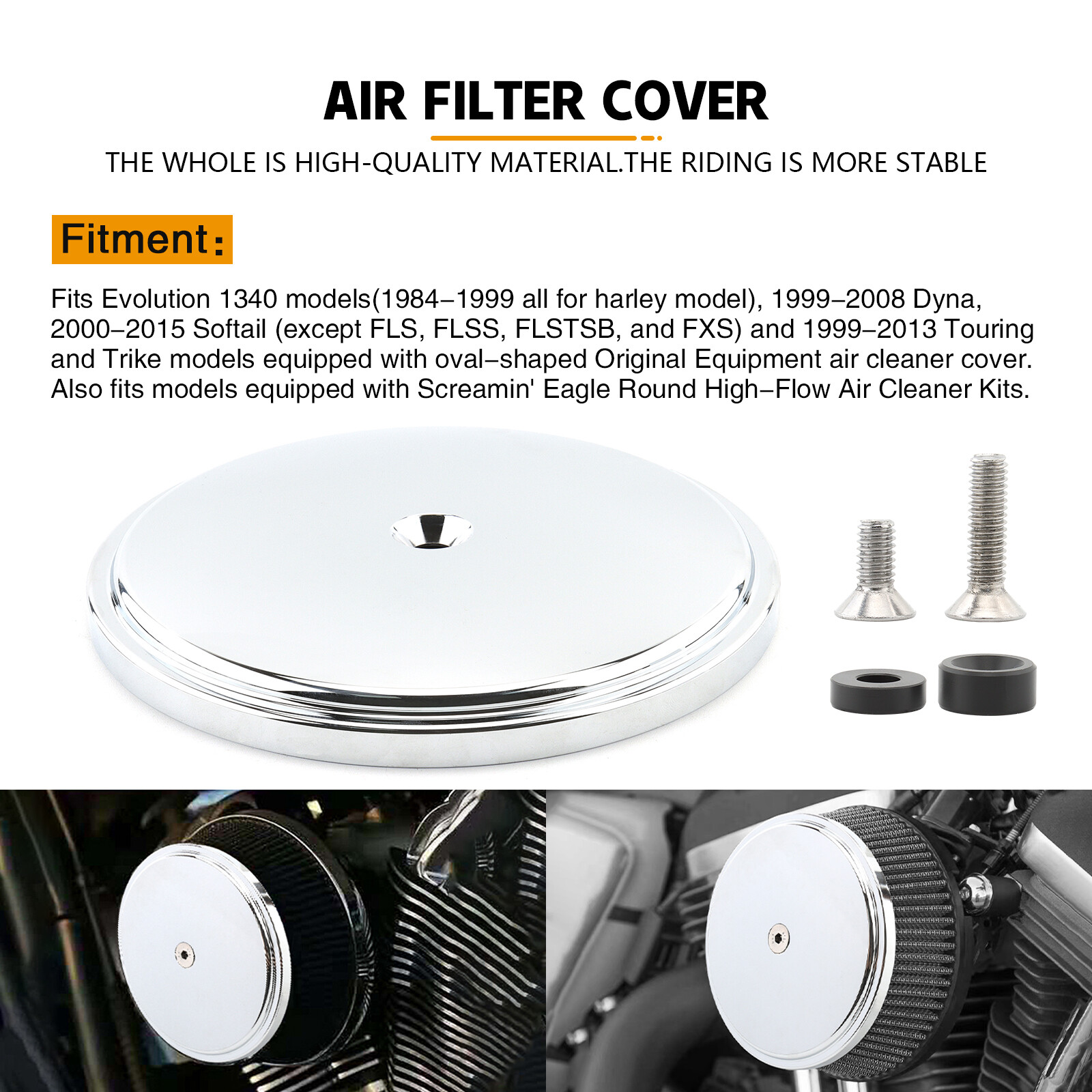 Chrome Smooth Stage 1 Air Cleaner Outer Cover For Harley Dyna Softail Road Glide