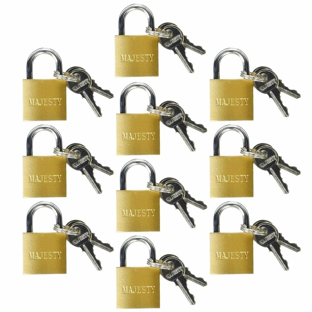 10 Pcs 25mm Solid Brass Mini Padlock Set Pad Locks w/ 2 Keys for Locker Luggage