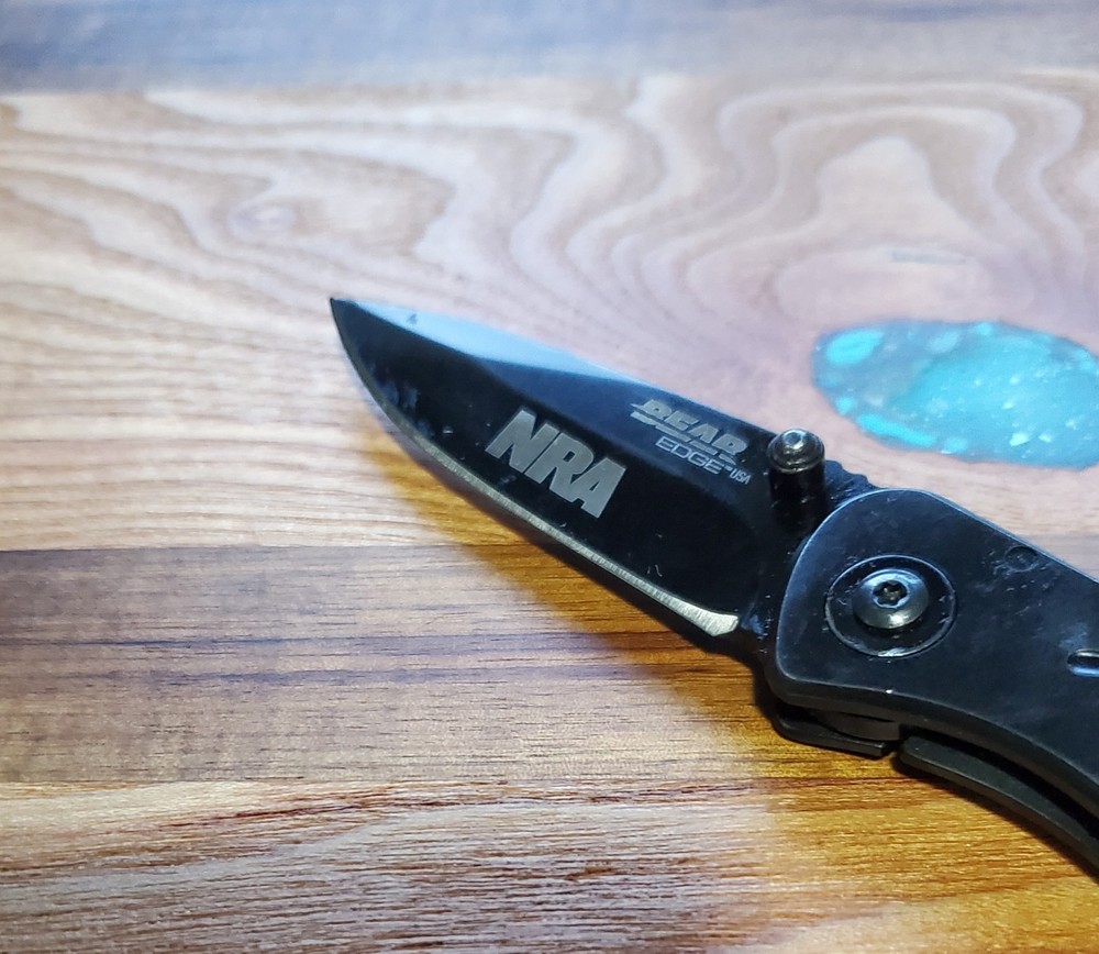 BEAR EDGE BRAND NRA BLACK KNIFE, Plain, USED