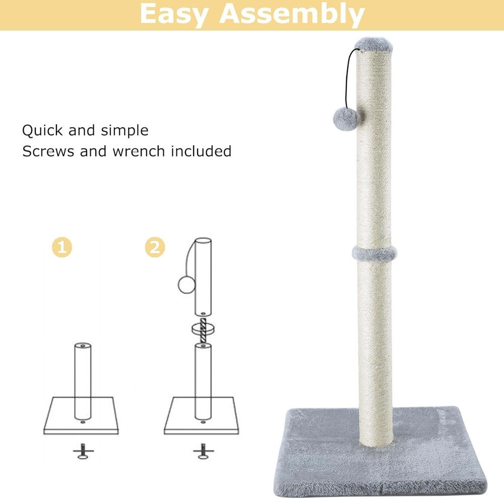 34" Vertical Cat Scratching Post with Interactive Ball for Healthy Claw Care