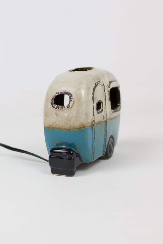 Blue Ceramic Camper Van Lamp