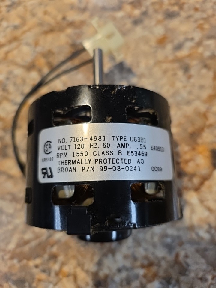 Broan Nutone Ventilation Fan Motor 7163-4981 U63B1 P/N 99-08-0241 RPM 1550