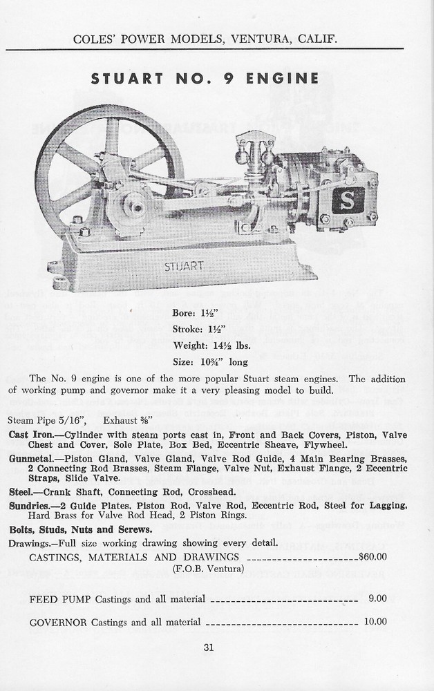 Coles Power Models Catalog No. 22 1974 Model Engineering Supplies Technical Info