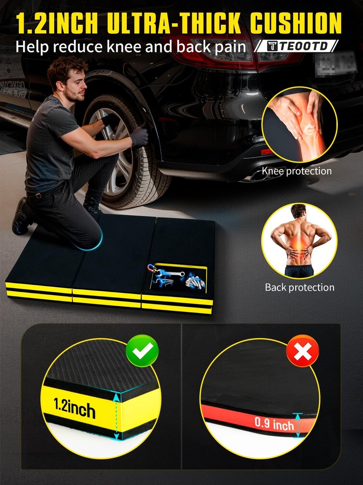 1.2" Extra Thick Foldable Kneeling Mat with Magnetlc Tool Compartment, 5 Fold...