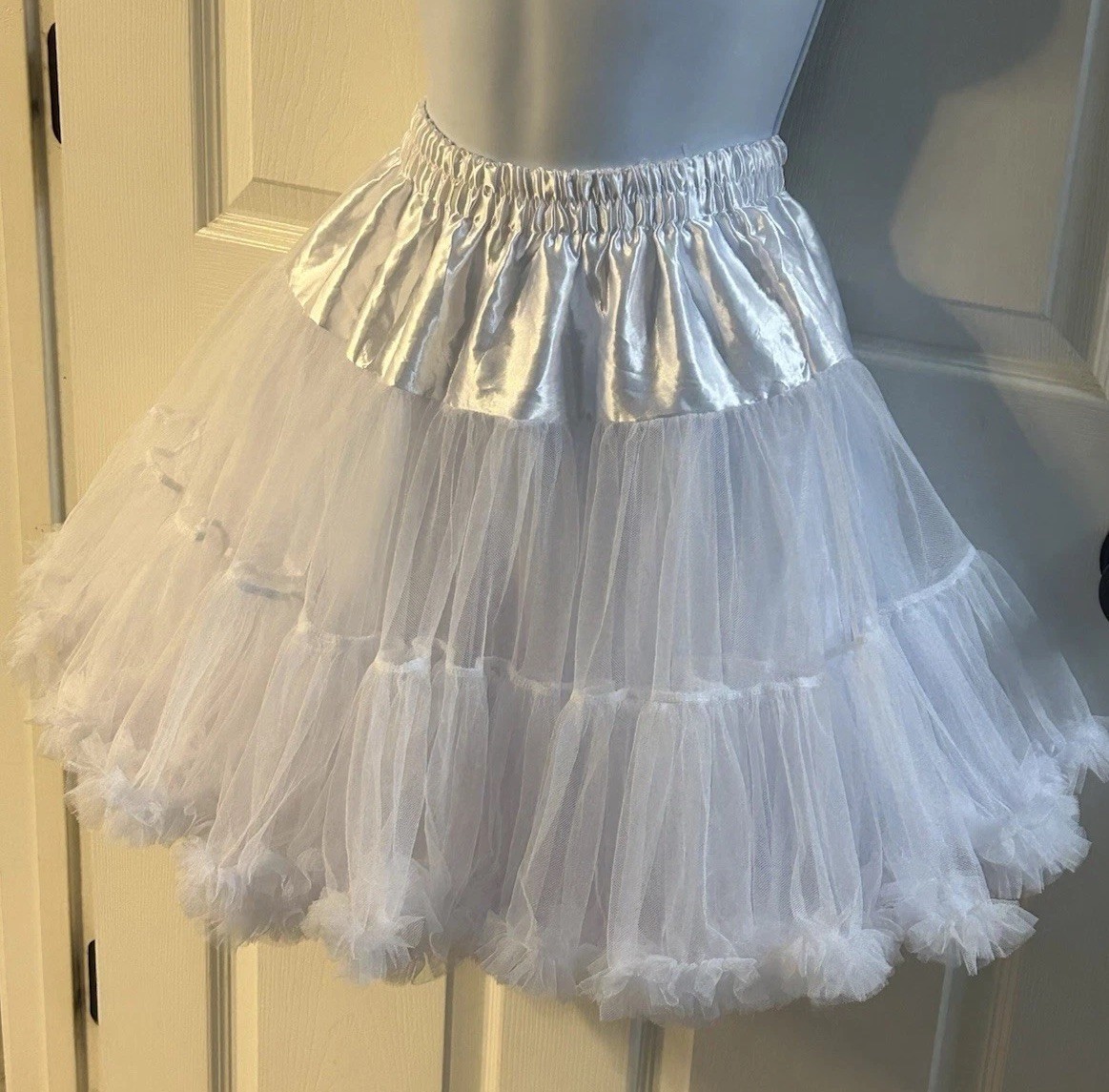 White Petticoat Slip Costume Pinup Square Dance Tulle Chiffon Underskirt Fluffy