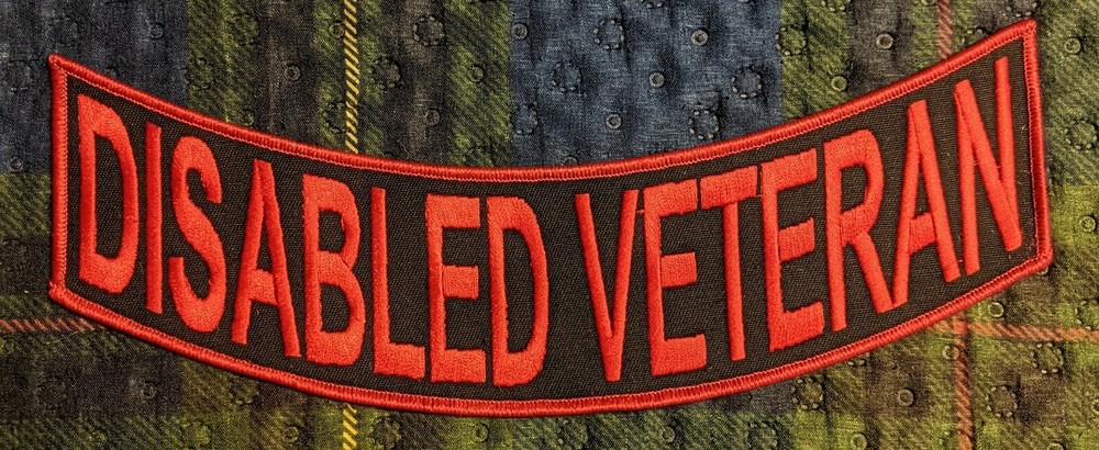 Disabled Veteran  10 Inch Bottom Rocker Back Patch Embroidered Biker Patch