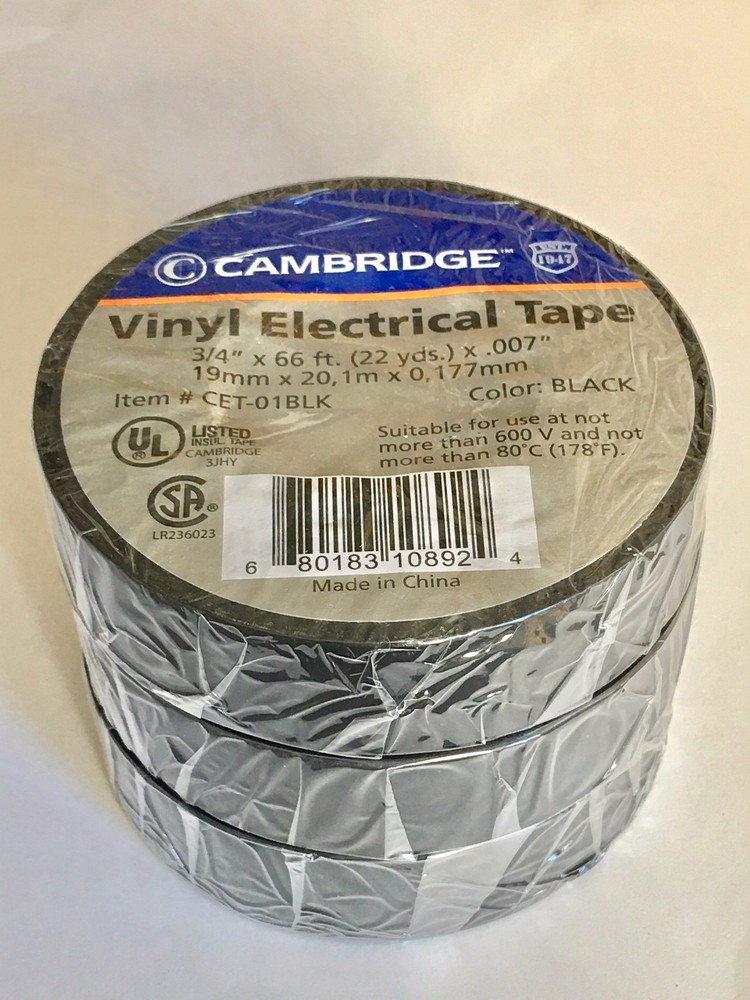 Electrical Tape, 3/4"X66' VALUE PACK 3