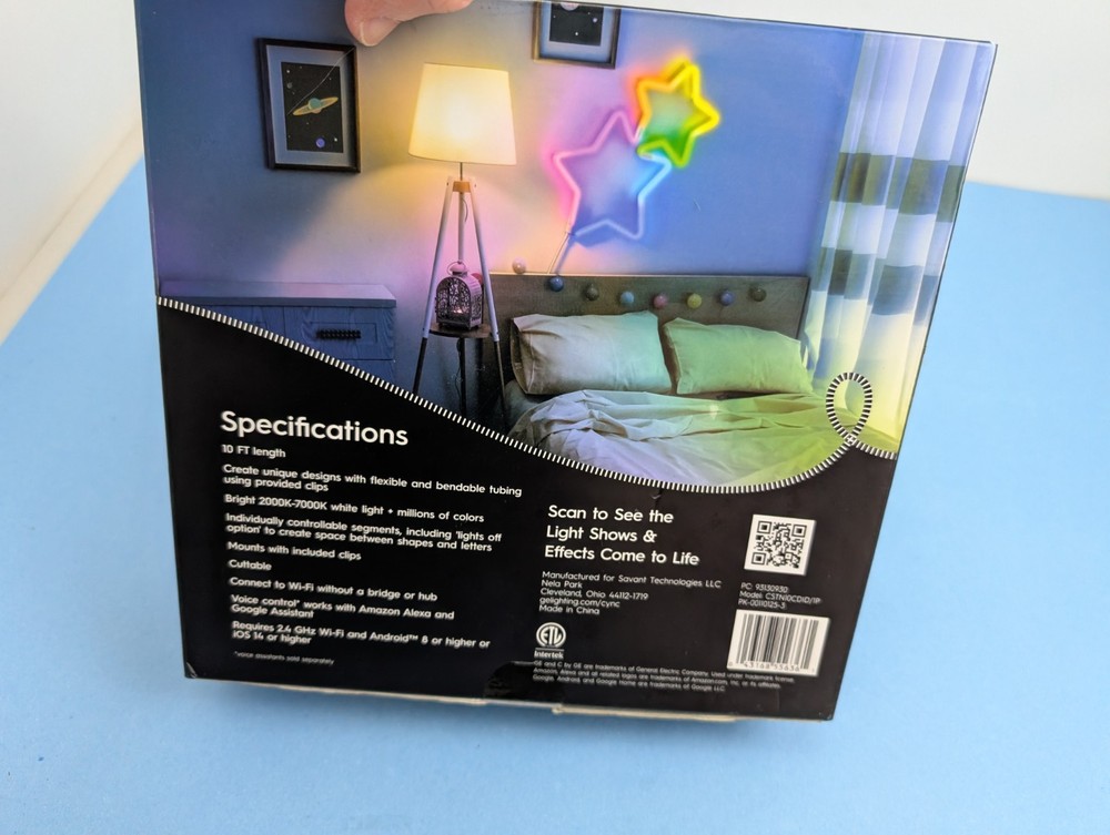 GE Cync Dynamic Effects 10ft Decorative Neon Shape Smart Light Rope String