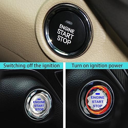 Car Engine Ignition Start/Stop Button Cover,Car Ignition Button Decorative Blue