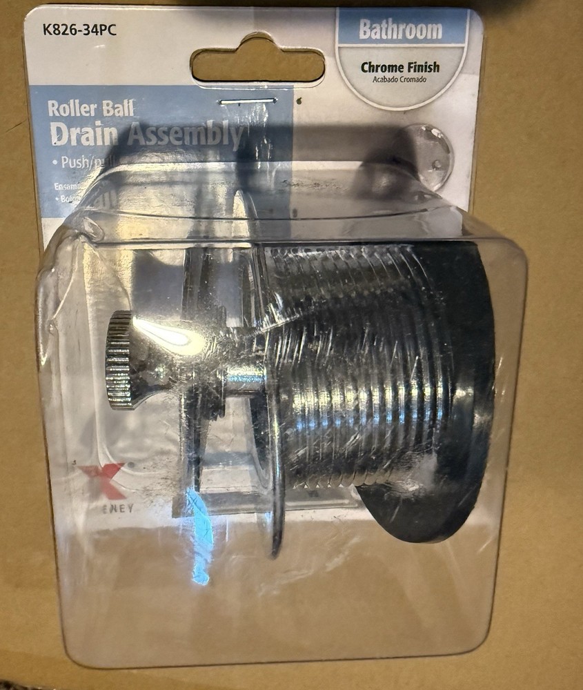 Keeney K826-34PC Chrome Quick Roller Tub Drain Stoppers Assembly Push/Pull