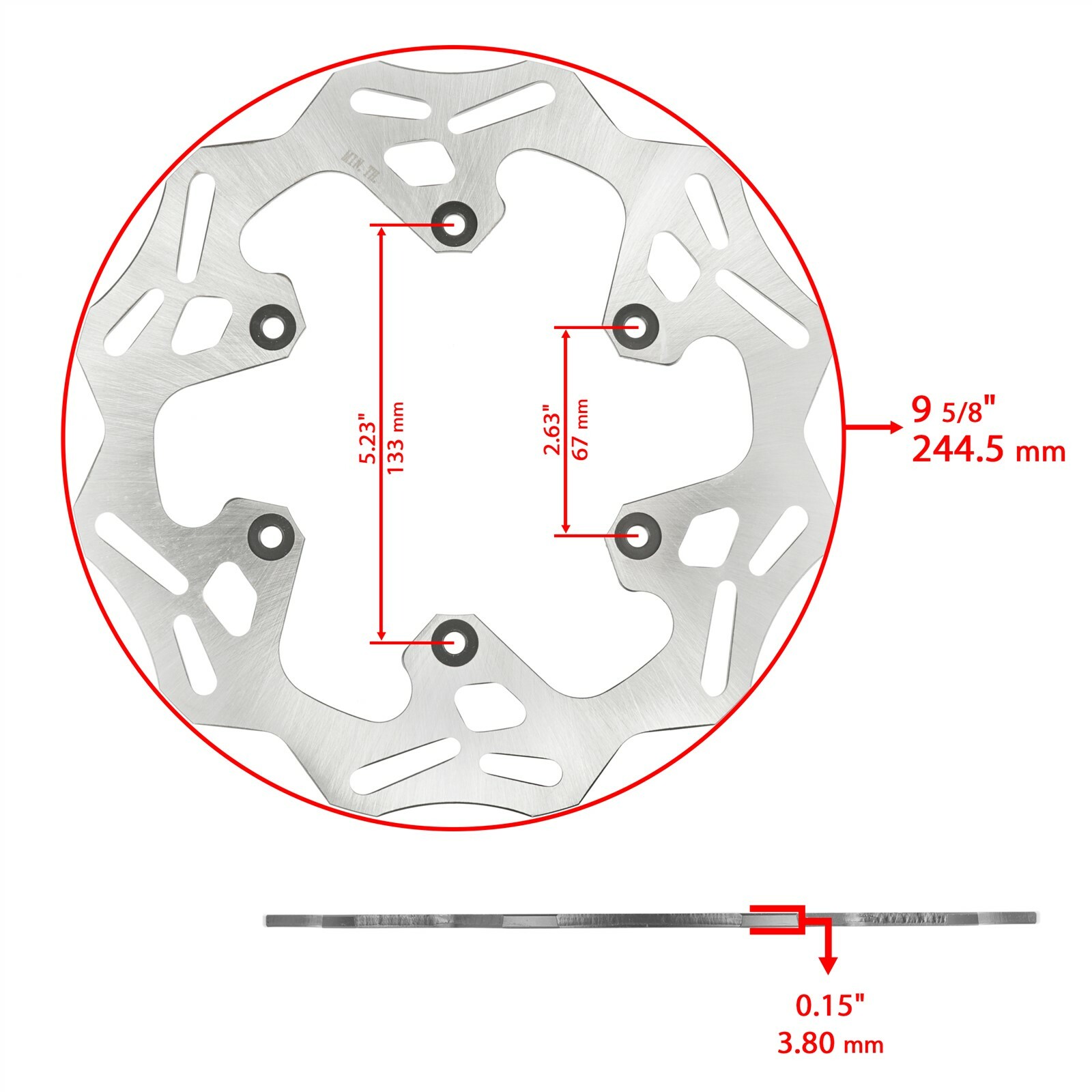 Rear Brake Disc Rotor W / Brake Pad Fits Yamaha YZ125 YZ250 YZ450F 2003 - 2018