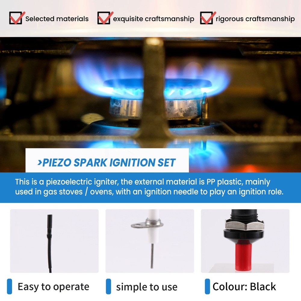 Piezo Ignition Set With Cable 1000Mm Long Push Button Kitchen For9978