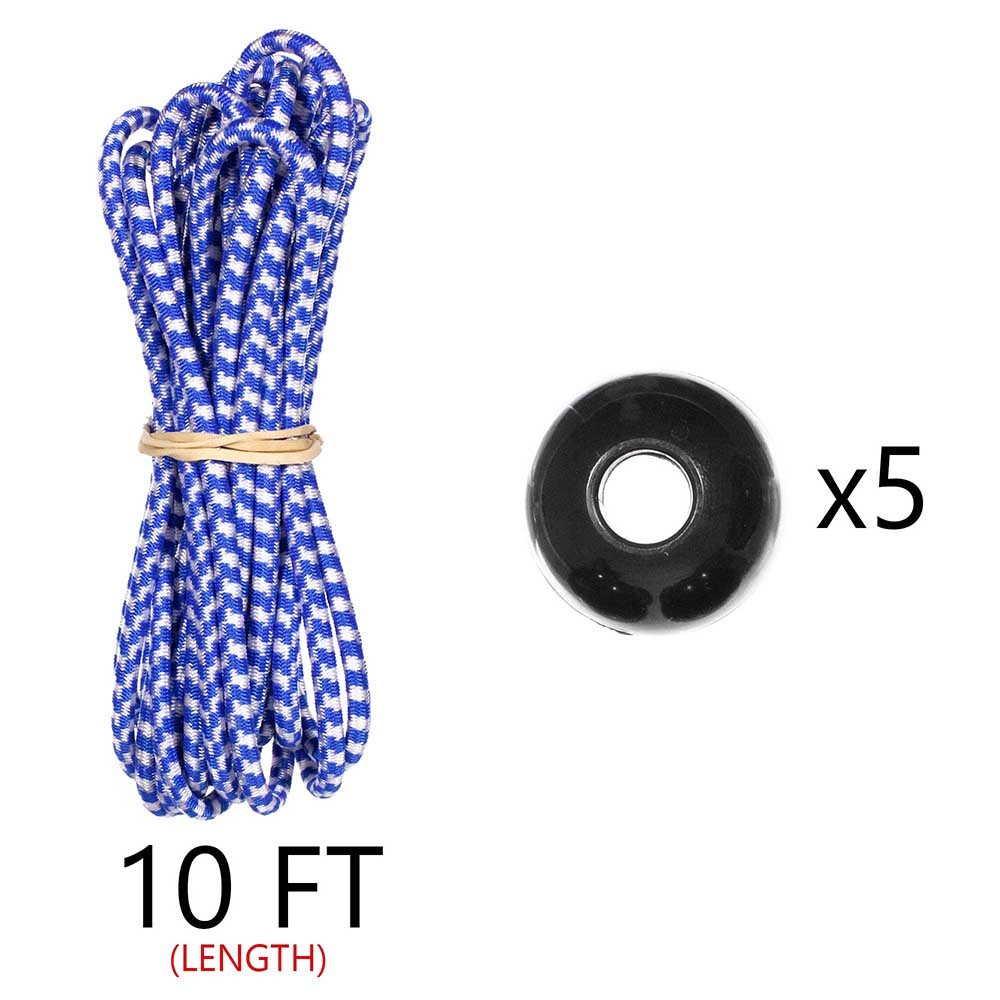 10 Ft 1/8-In Shock Cord with 5 Ball Bungee Cord Tie Down, Canopy Variety Color