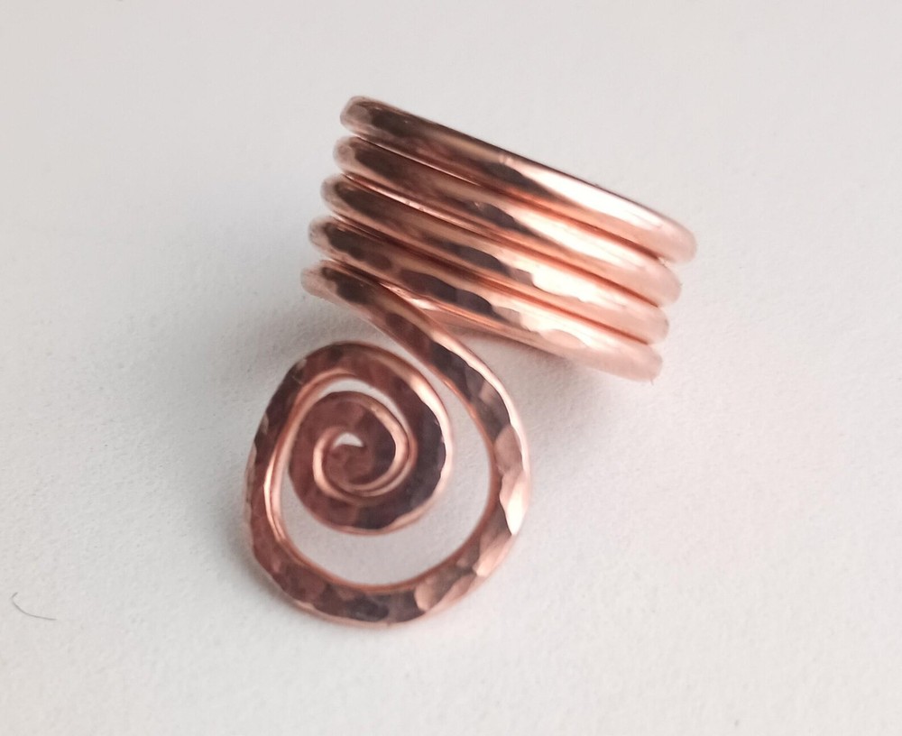 Solid Copper Minimalist Healing Handmade Unisex Ring, Spiral