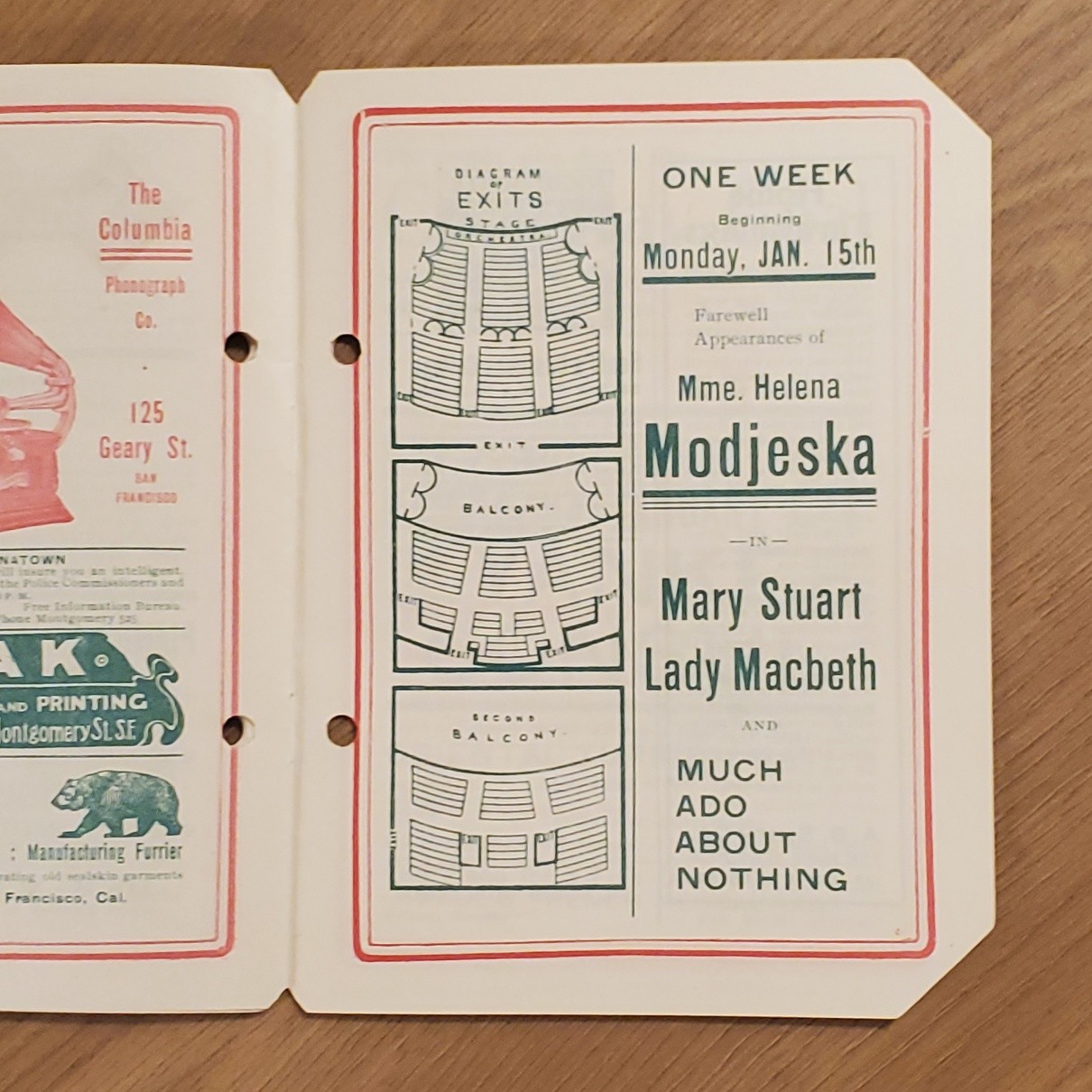 2226----1906 Columbia Theatre programs San Francisco destroyed by earthquake
