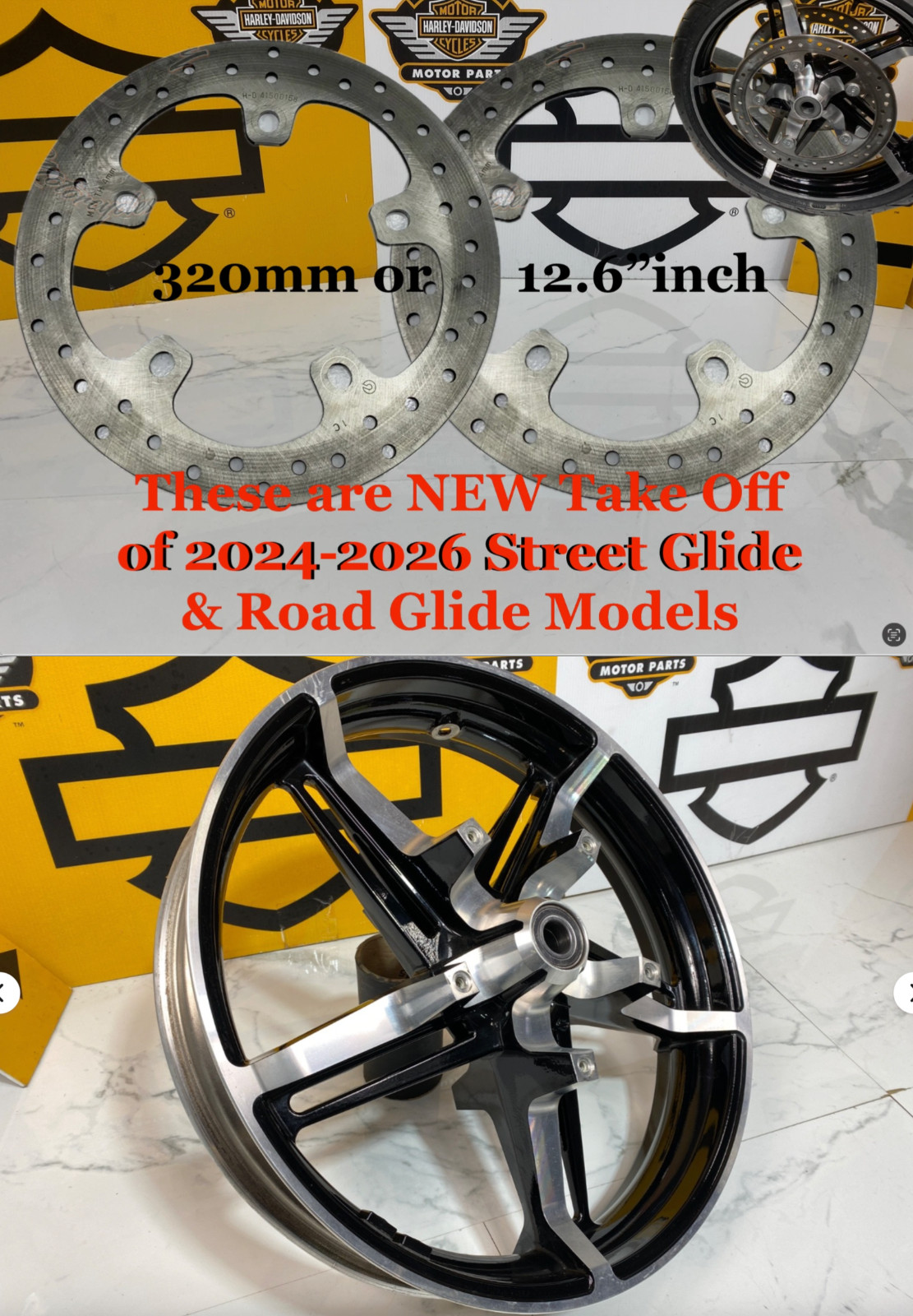 OEM Harley 09-26 Touring 2024 2025 Street Glide Front Wheel Rim & Rotors