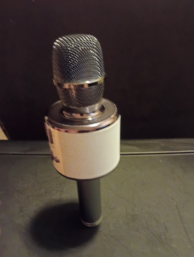 Hand Held Karaoke Microphone White/ Silver Tested- Works!