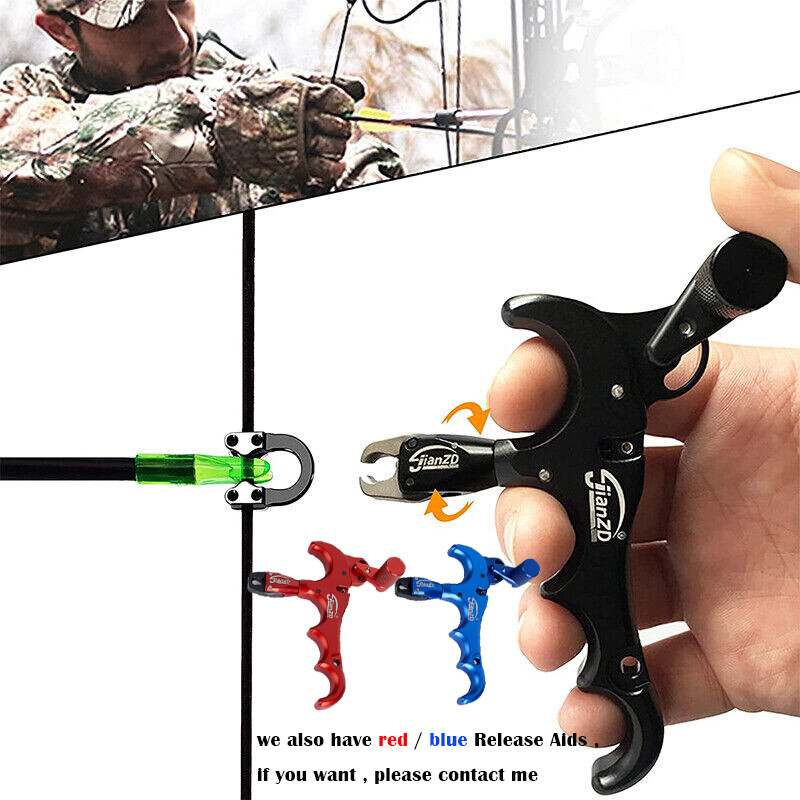 Compound Bow Release Aids Rotate 360° Thumb Trigger 4 Finger Release + D Loop