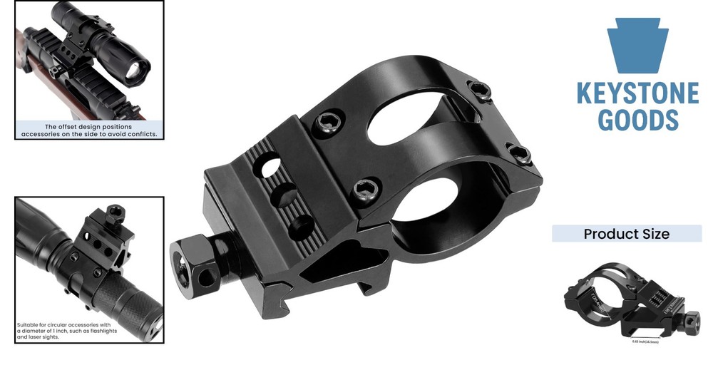 Lightweight Anodized Aluminum Offset Flashlight Mount for Versatile Applications