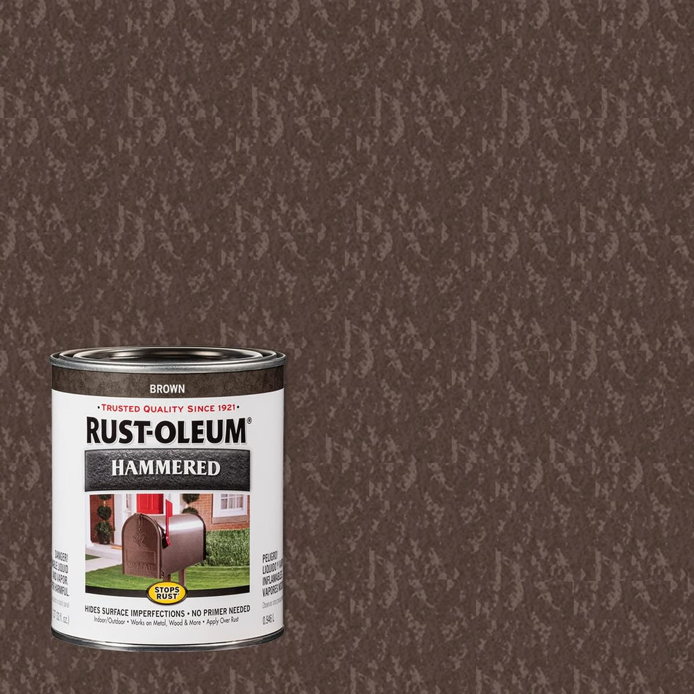 239073 Stops Rust Hammered Finish Paint, Quart, Brown
