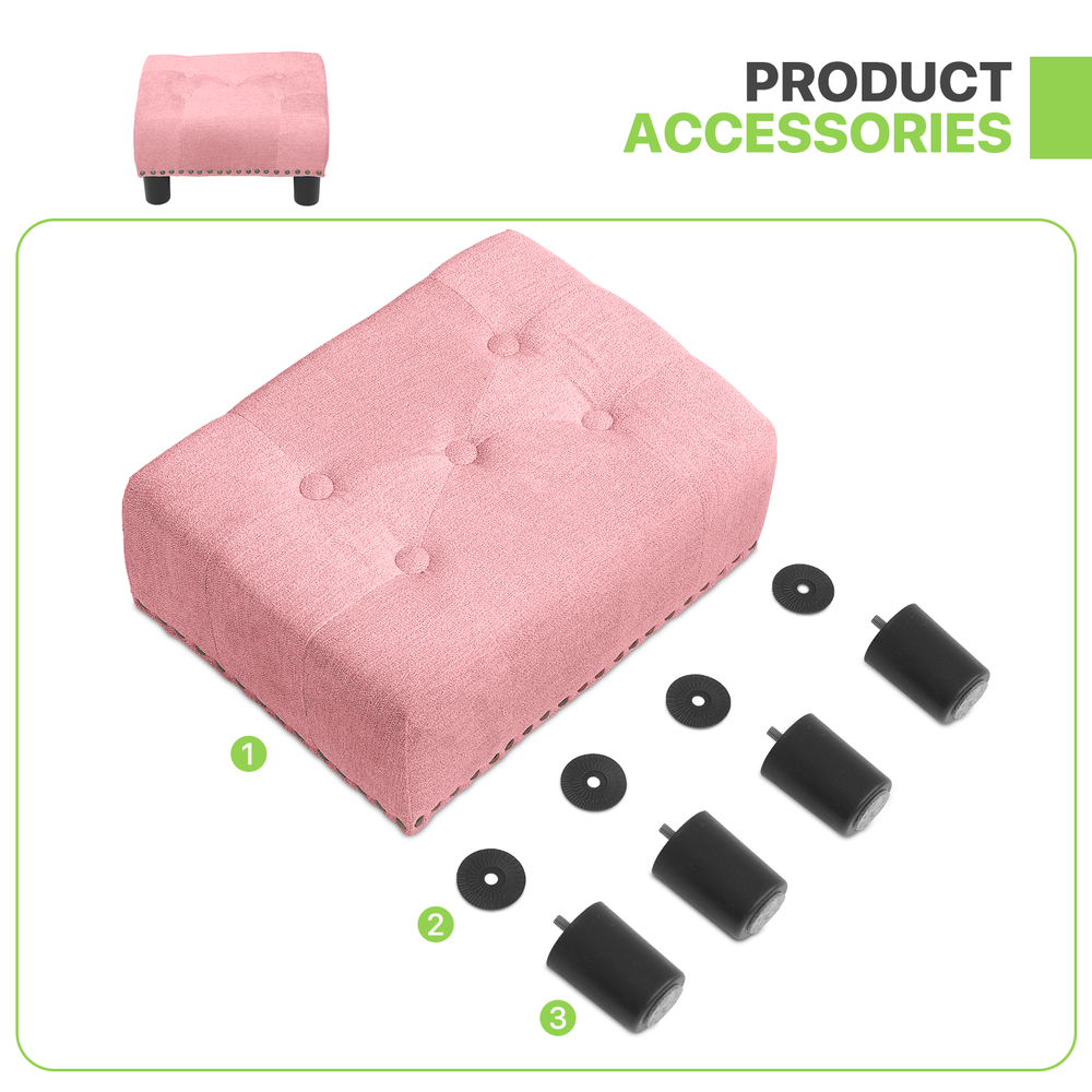 15" Rectangular Fabric Ottoman Classic Cube Upholstered Pink Lift Top Footstool