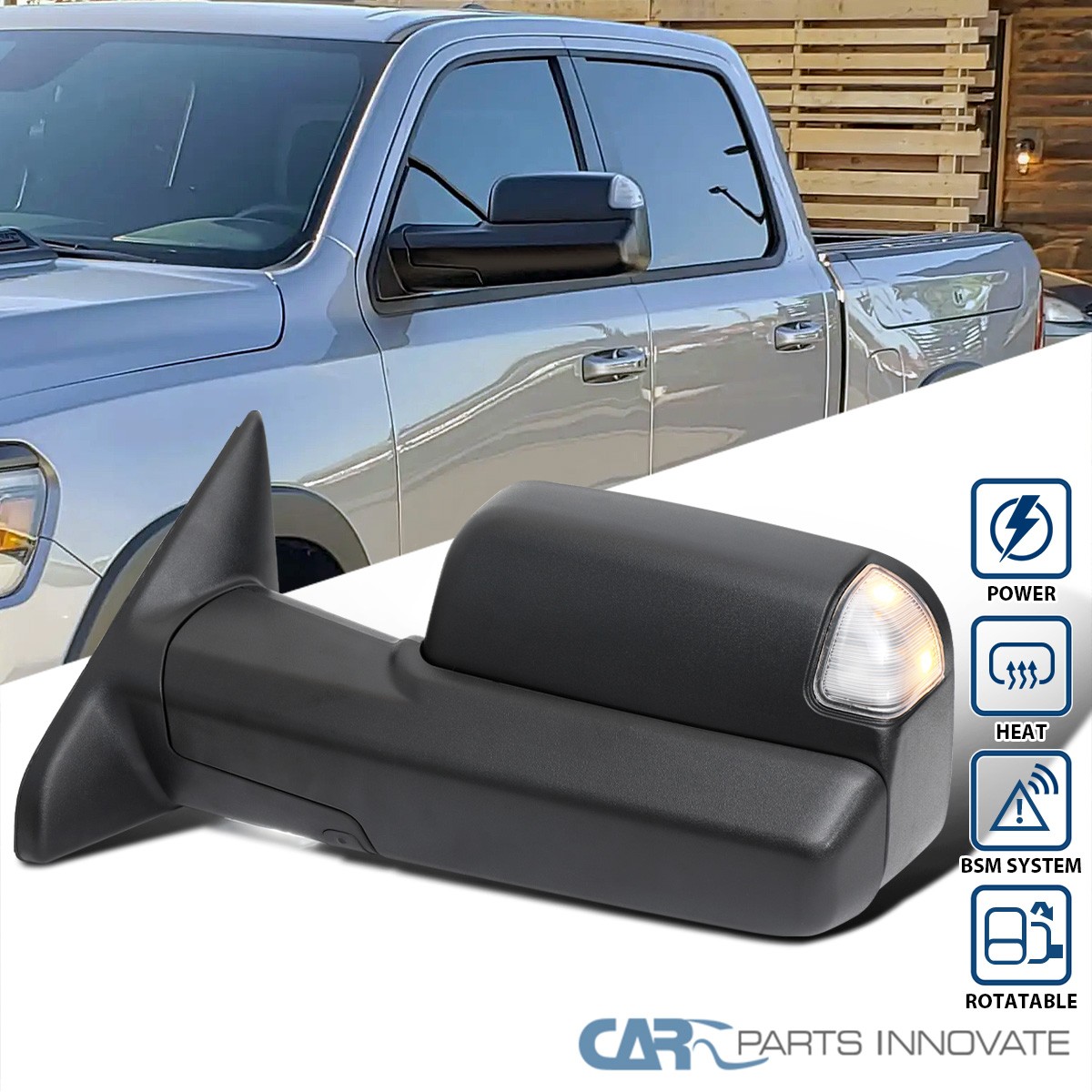 Fit 2019-2022 Ram 2500 3500 Rotatable Heat Towing Mirror+Puddle Left Driver Side