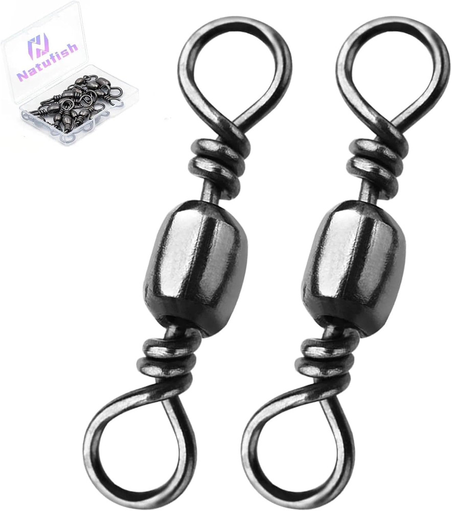 Fishing Barrel Swivels - 50Pcs Solid Ring Rolling Swivel Connector High Strength