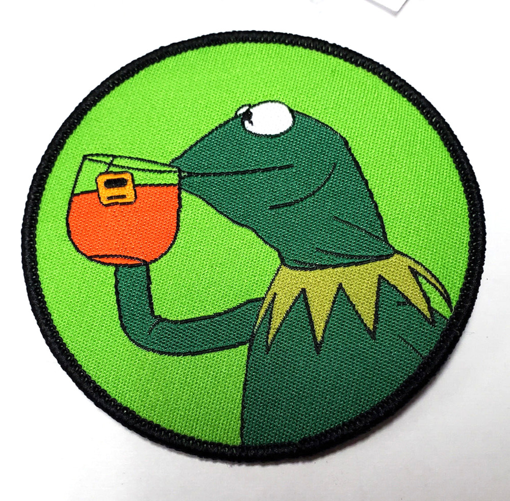 Kermit the Frog Drinking Tea Round  3"  Patch- Mailed from USA