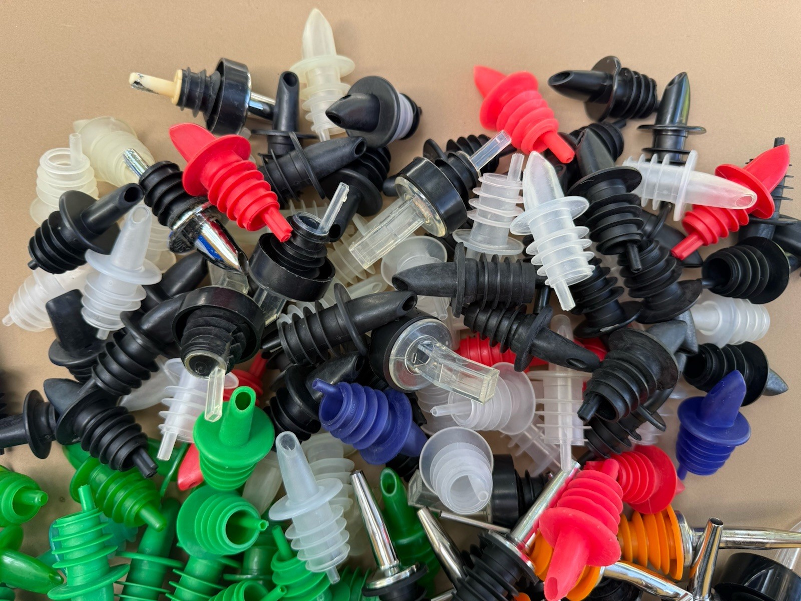 (Over 145) BAR LIQUOR BOTTLE POUR SPOUTS - Including Four Precision Pour Spouts