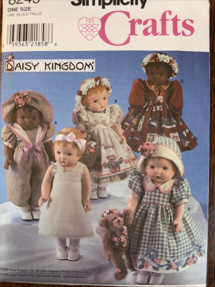 Simplicity Daisy Kingdom Doll Clothes  Pattern 8245 Size 18" UNCUT