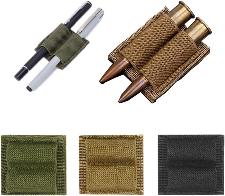 2X Tactical Patch 2 Round Ammo Holder Adhesive Cartridges Hook Loop Bullet Pouch