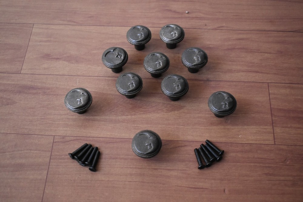 Iron door knobs cast cabinet moon drawer handles pull rustic hardwar 10 pcs