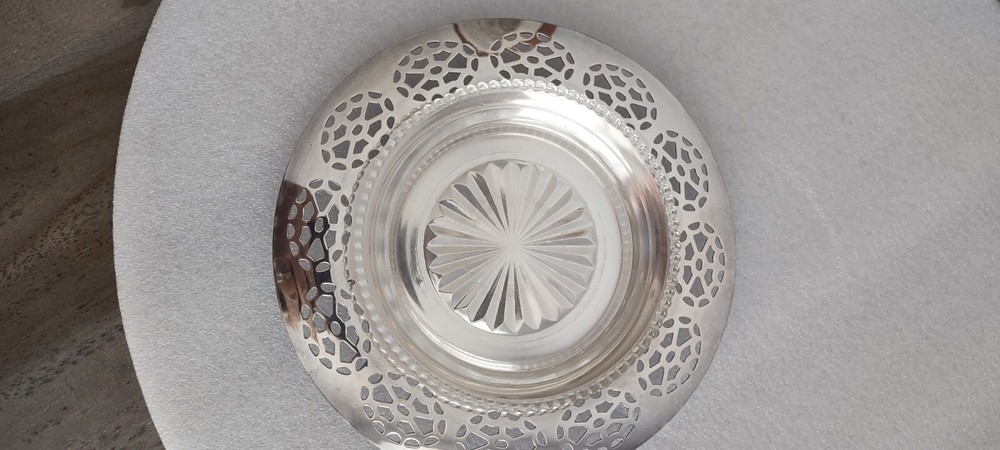 Wm Rogers Silverplate Wine Coaster w/ Glass Insert