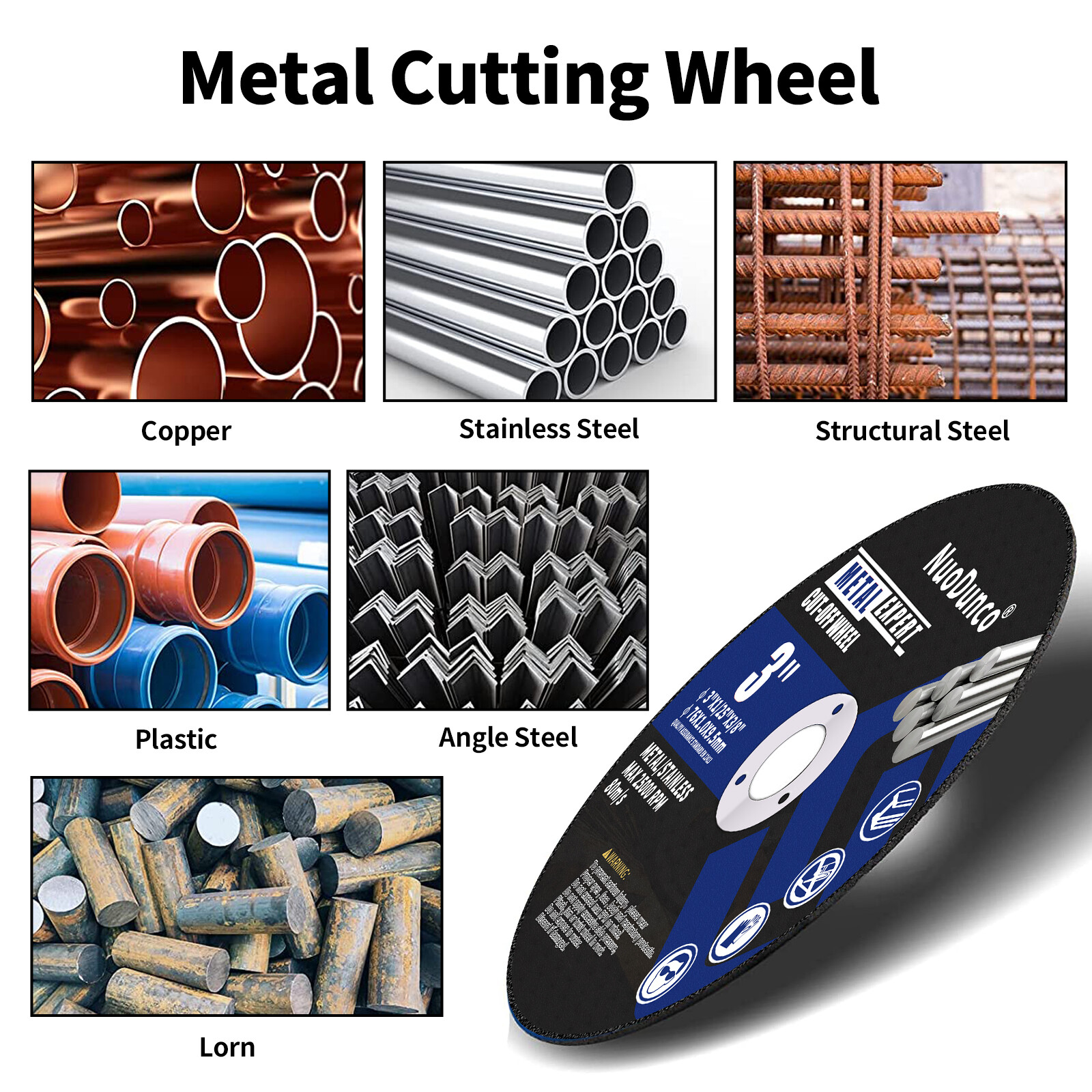 10Pcs 3 inch Cut Off Wheel with 1/4 in Mounting Mandrel Kit for Die Grinder