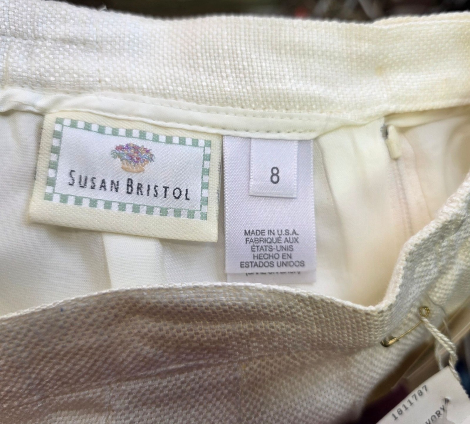 Vintage Susan Bristol Pencil Skirt Sz 8 Ivory Deadstock USA Neutral Fairy Career