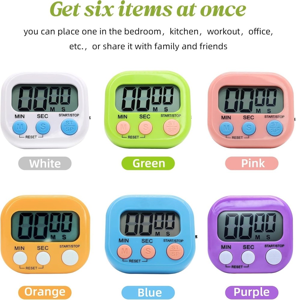 6 Pack Multi-Function Electronic Timer, Learning Management, Suitable for Kit...