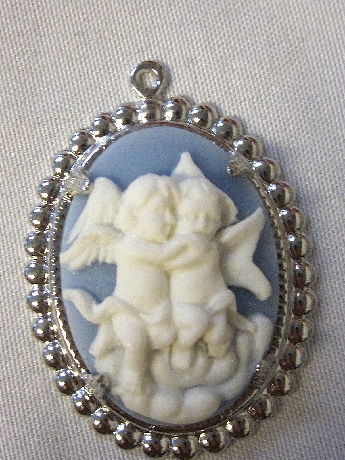 12- Rare Prong Set Rhodium Silver PLATED 25x18mm Oval Cameo Pendant Settings NOS