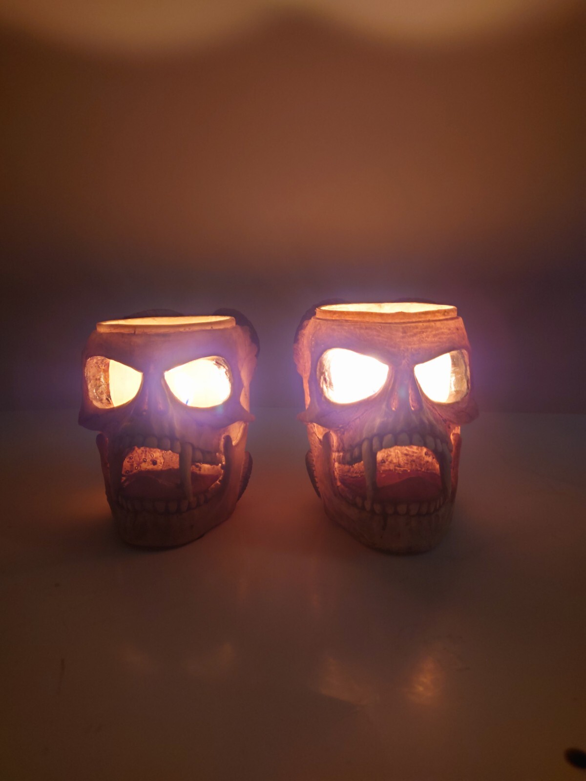 Distressed Skull Vampire Mug/Cup Candle Holder,Pen Holder decorative Lot Of (2)