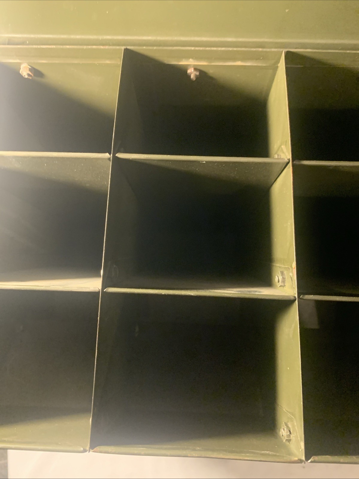 LYON Green Metal Steel Cabinet Parts Bin Tools Organizer Military